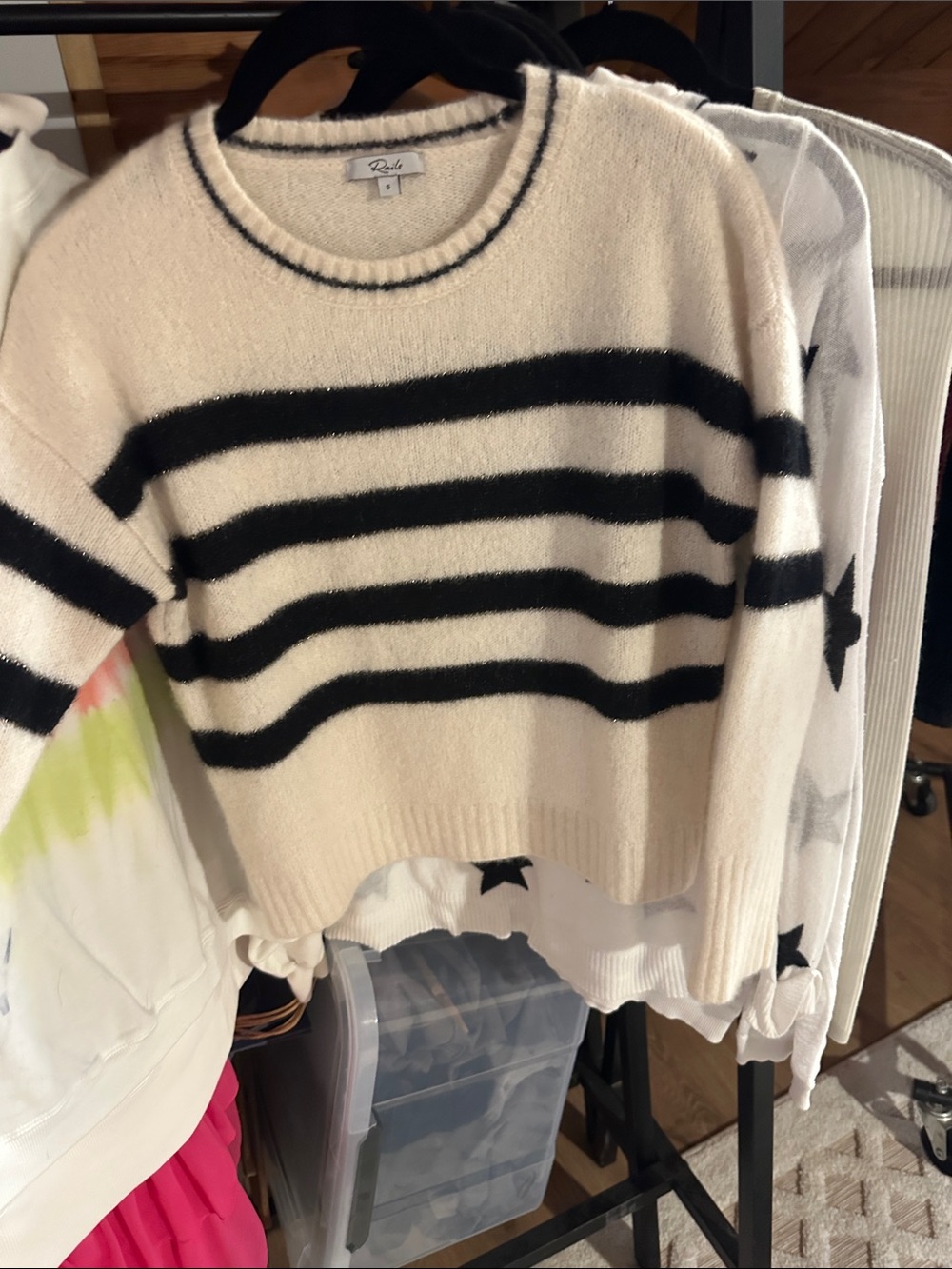 Rails gold ivory and black stripe sweater